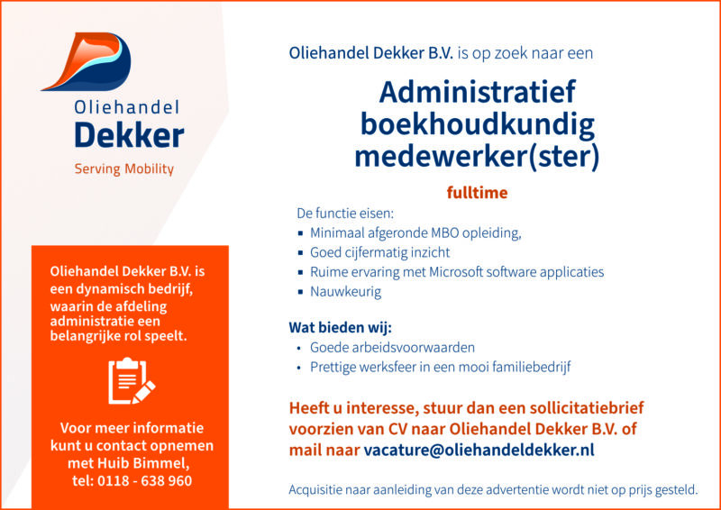 vacature boekhoudkundig medewerker